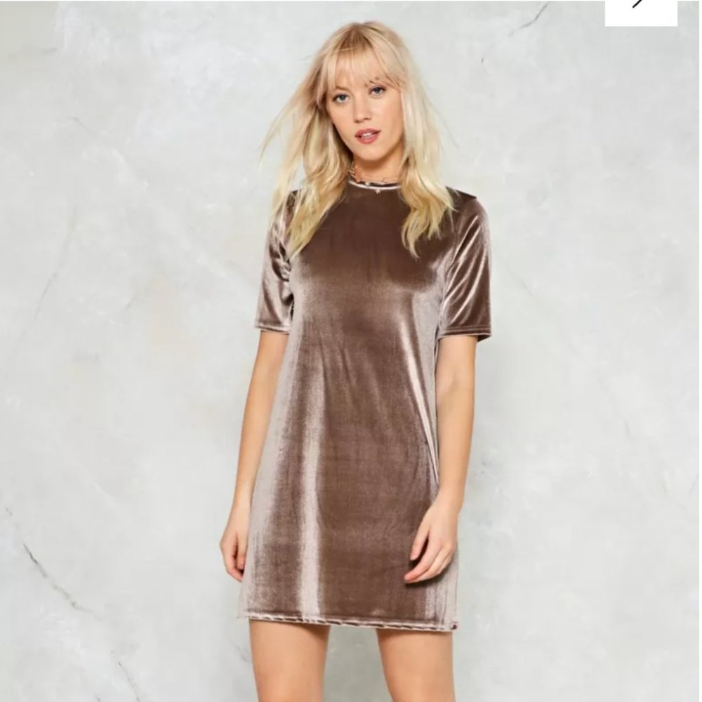 Nasty Gal Touch Above the Rest short-sleeved velvet tee shirt dress